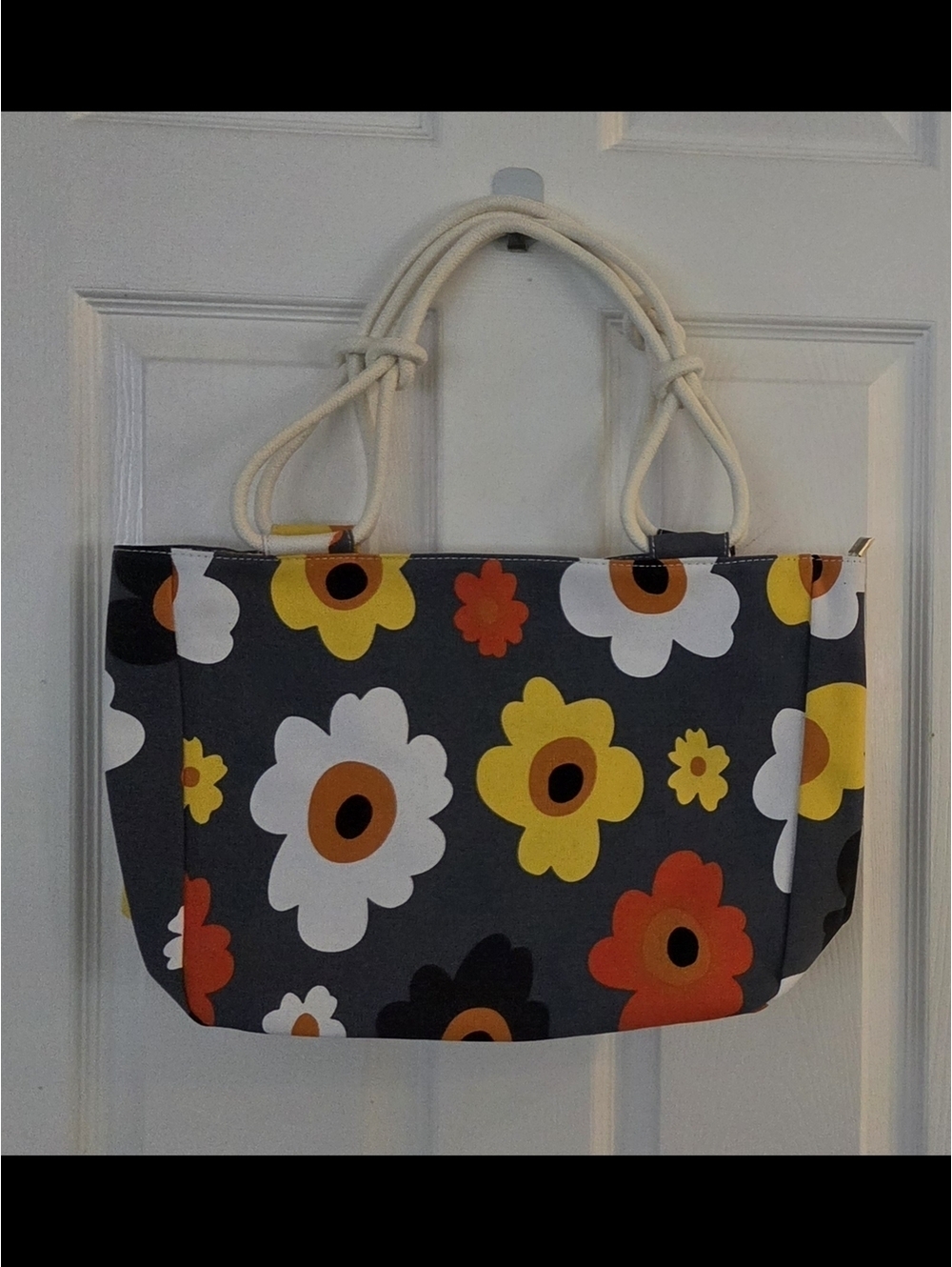 Farmhouse Is My StyeFloral Canvas Tote Bag with Rope Handles - New In Package